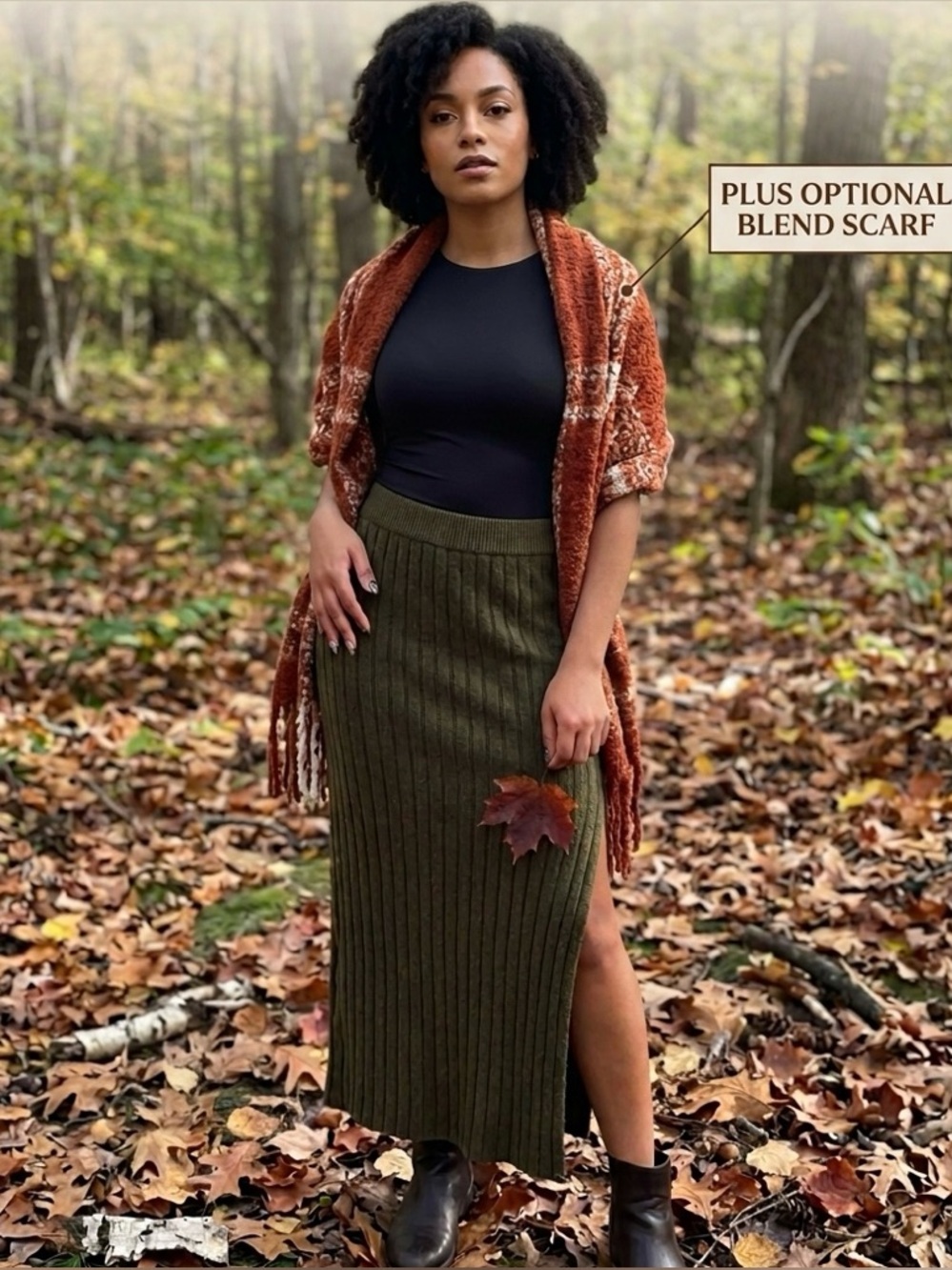 Promesa Ribbed Knit Maxi Skirt Olive Green Bodycon Stretch Size S